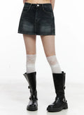 Vintage Wash Denim Mini Skirt IL531