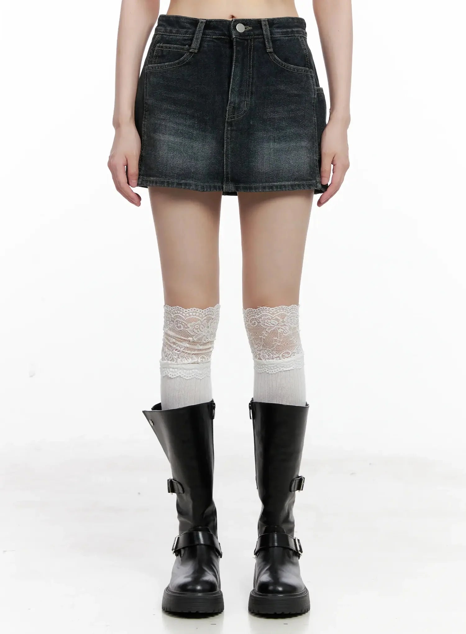 Vintage Wash Denim Mini Skirt IL531