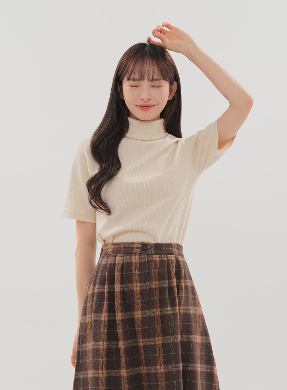 Check Pattern Maxi Skirt B1801