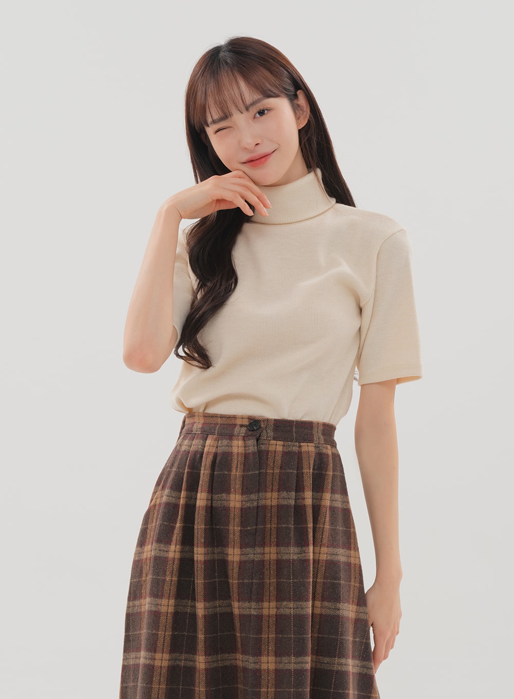 Check Pattern Maxi Skirt B1801