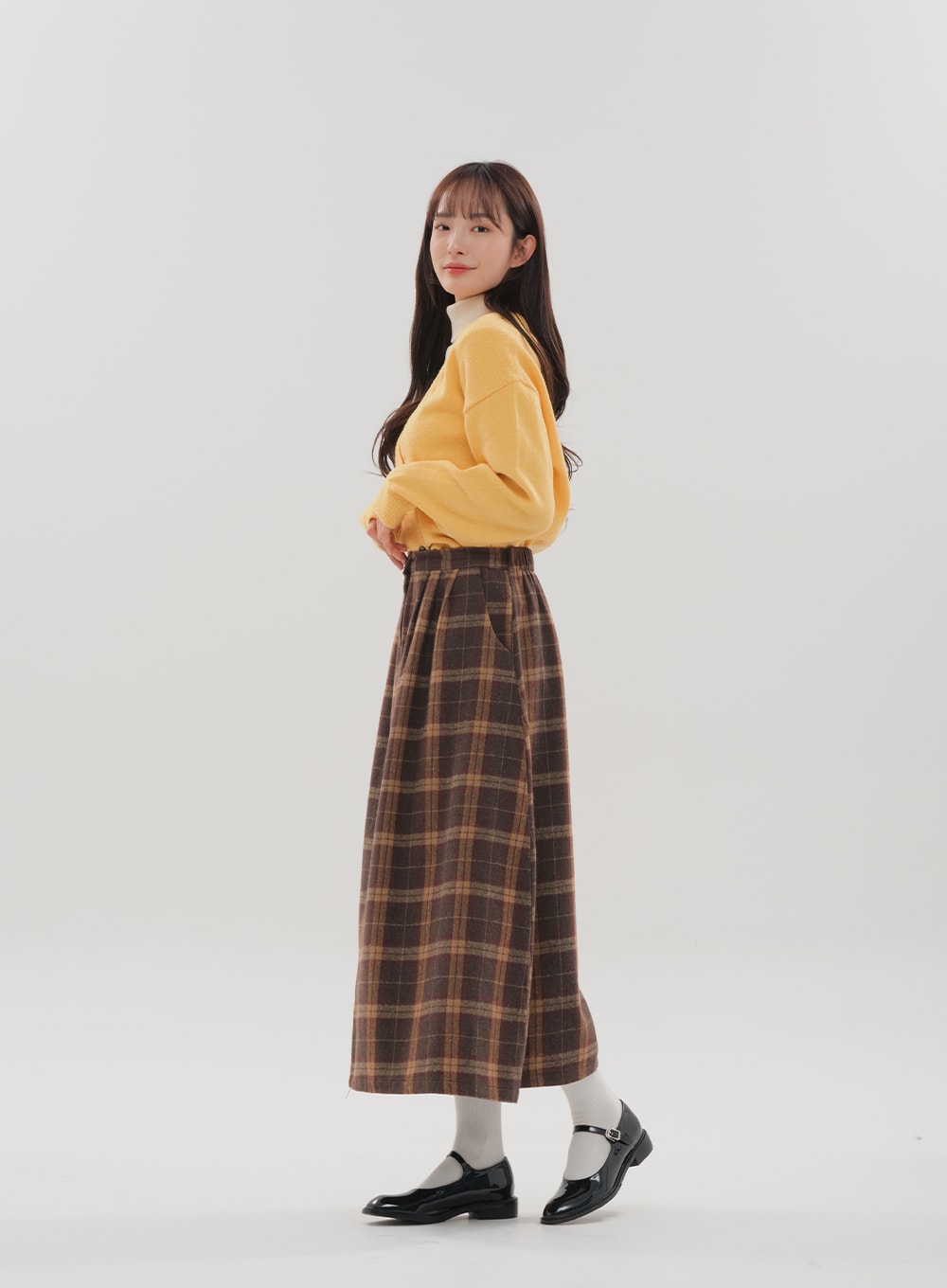 Check Pattern Maxi Skirt B1801