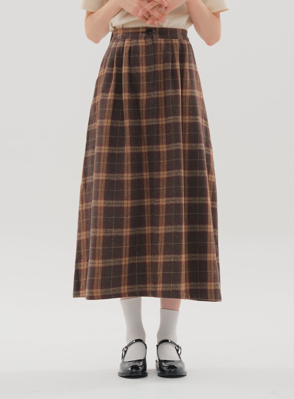 Check Pattern Maxi Skirt B1801